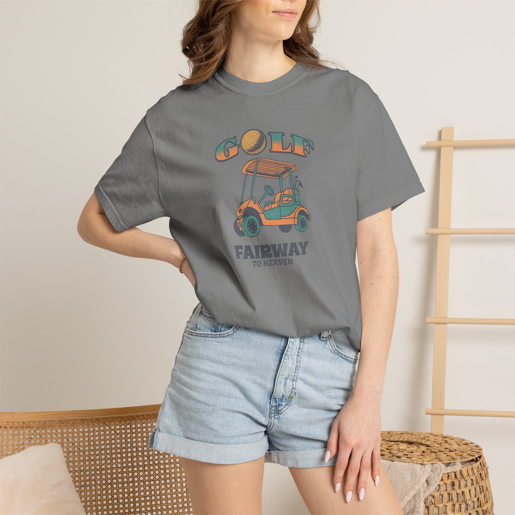 Golf Cart Graphic T-Shirt — "Fairway to Heaven" Vintage Golf Tee
