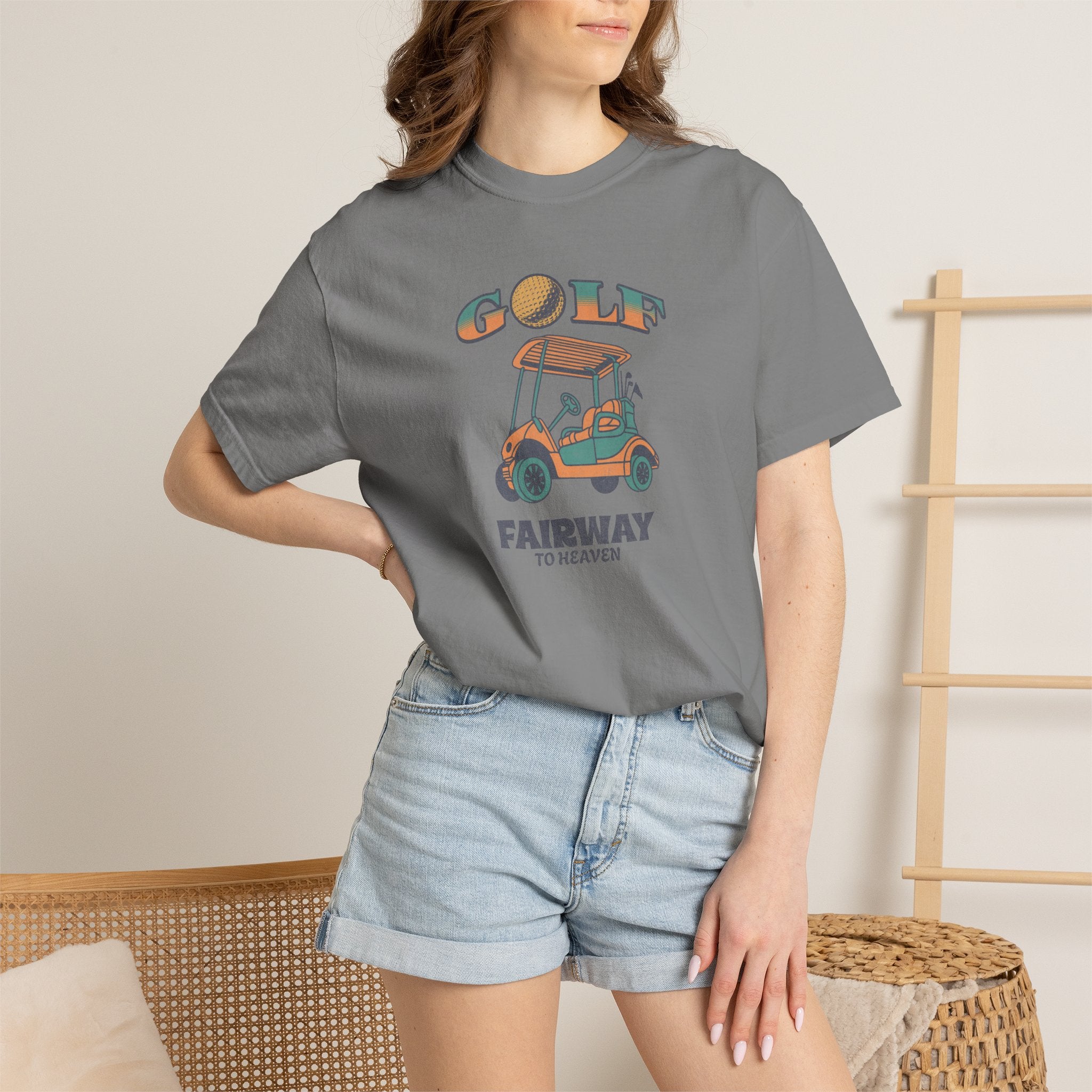 Golf Cart Graphic T-Shirt — "Fairway to Heaven" Vintage Golf Tee