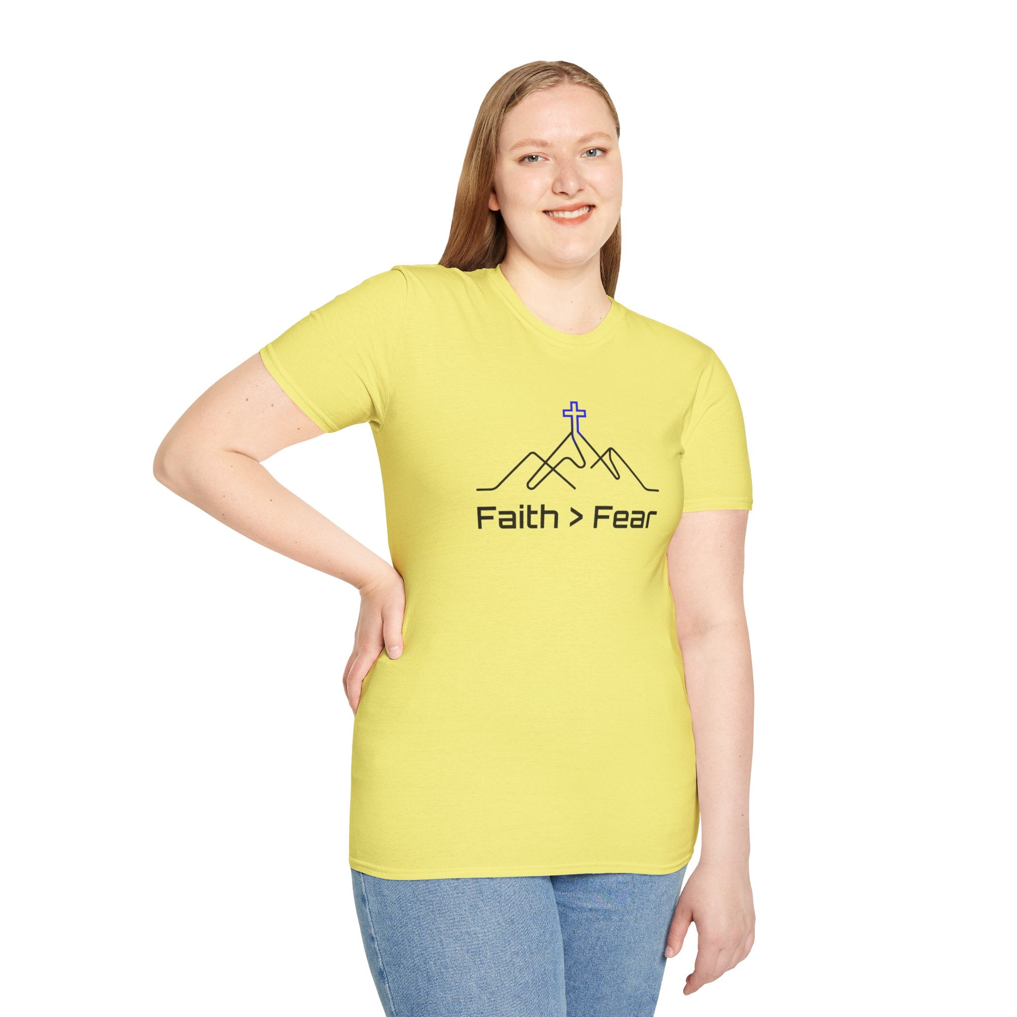Faith > Fear T-Shirt — Christian Cross Mountain Graphic Tee
