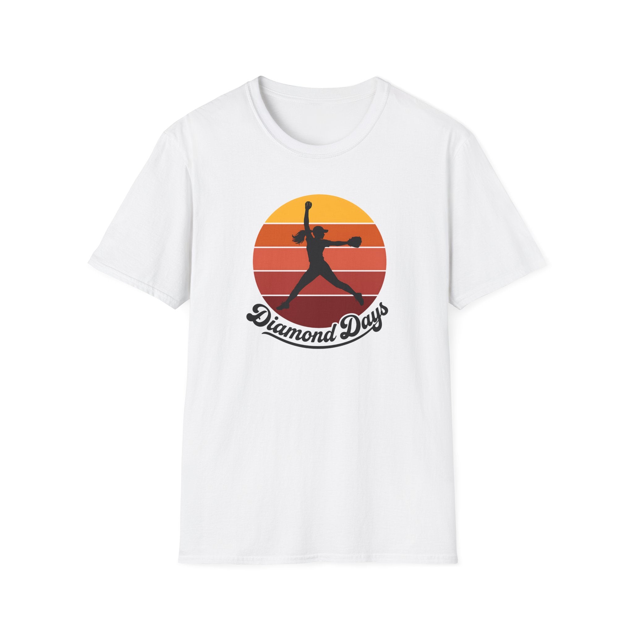 Diamond Days Softball T-Shirt — Vintage Sunset Pitcher Tee