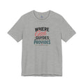 Faith T-Shirt — "Where God Guides, He Provides" Christian Inspirational Tee