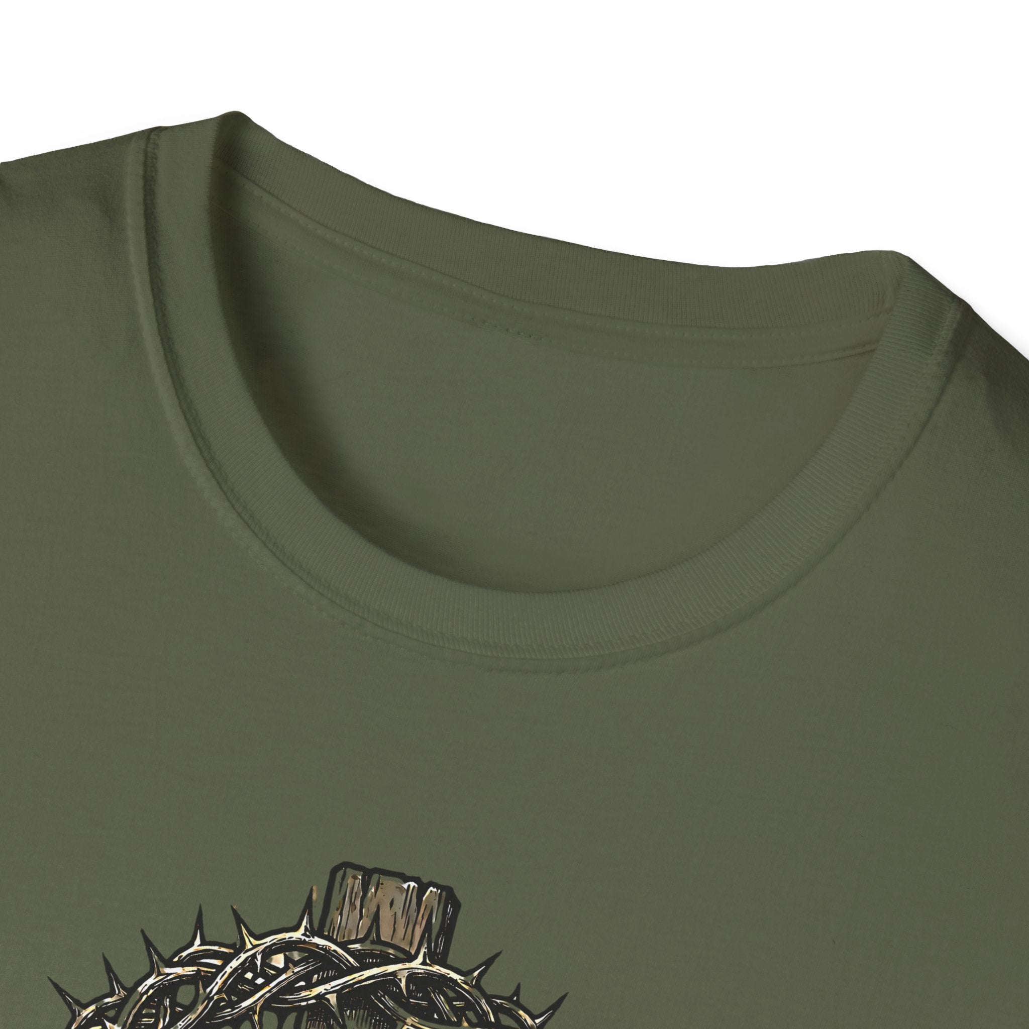 Christian Cross T-Shirt — "He Bore the Crown for Me" Sacred Heart Design