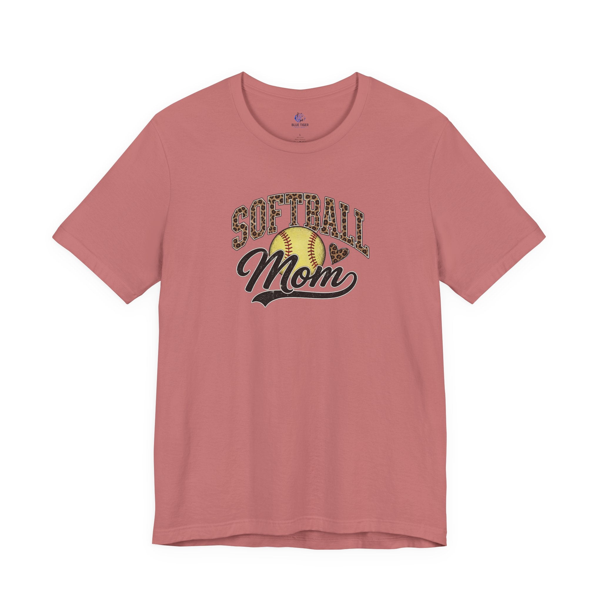 Softball Mom T-Shirt — Leopard Softball Graphic Tee for Proud Moms