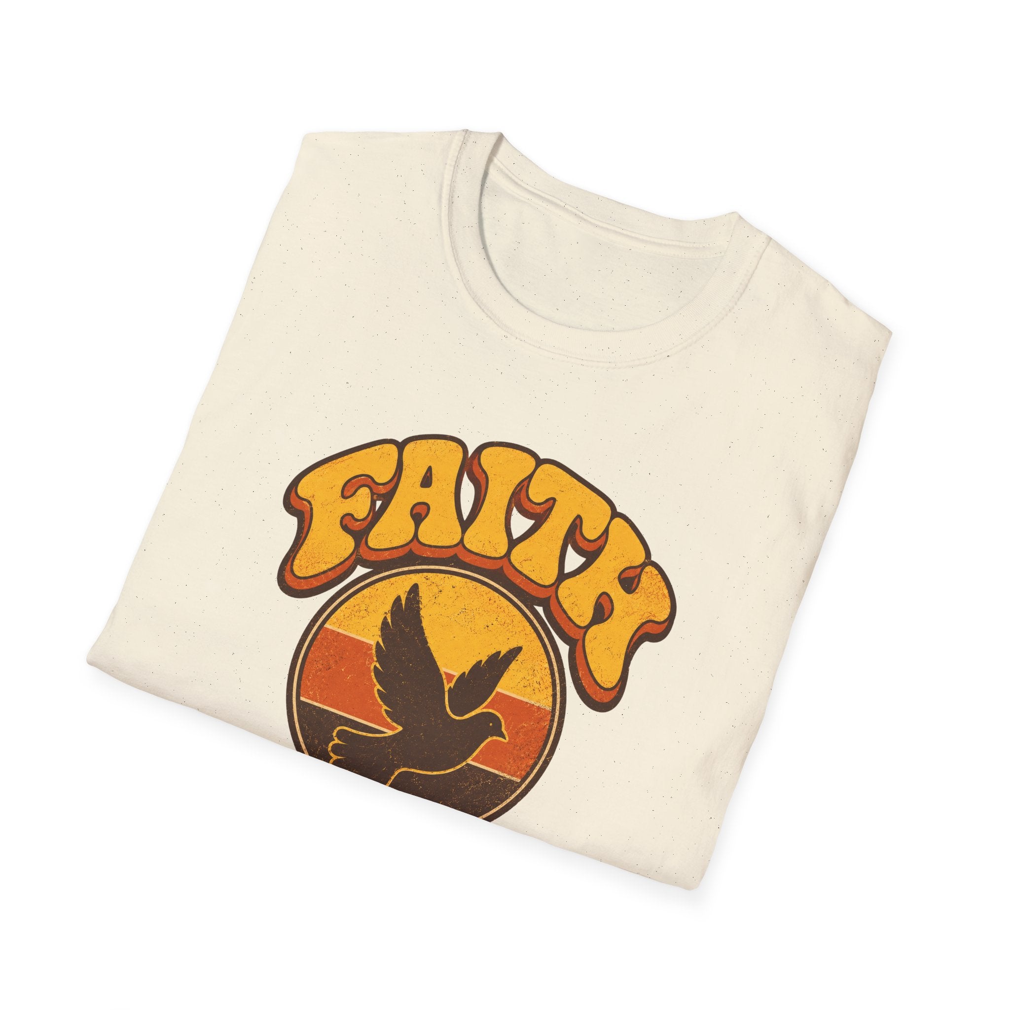 Faith Dove T-Shirt — Retro Sunset Christian Tee