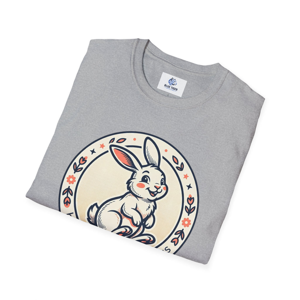 T-Shirt — 'Hopping Into Happiness' Cute Bunny Graphic Tee