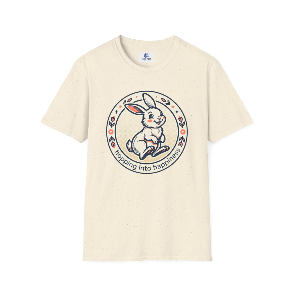 T-Shirt — 'Hopping Into Happiness' Cute Bunny Graphic Tee