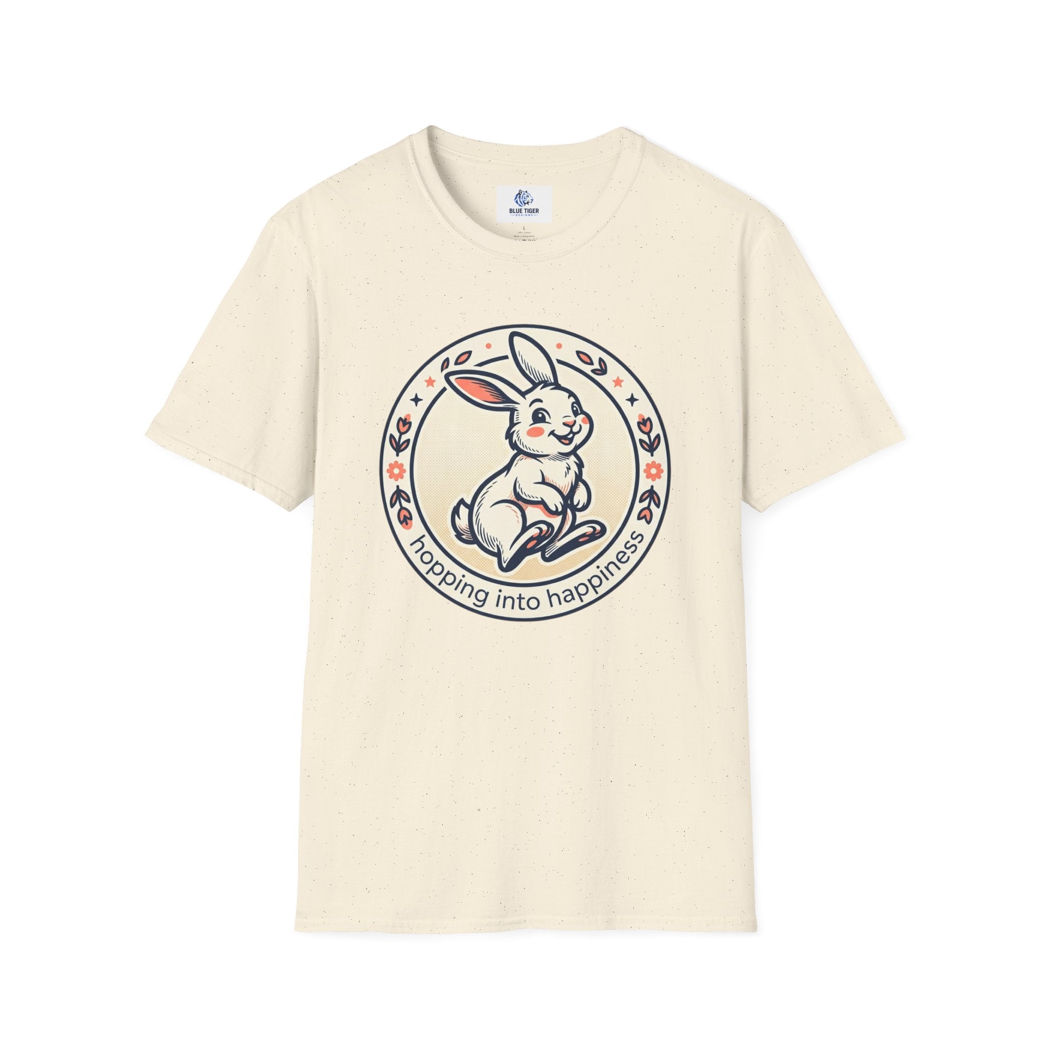 T-Shirt — 'Hopping Into Happiness' Cute Bunny Graphic Tee