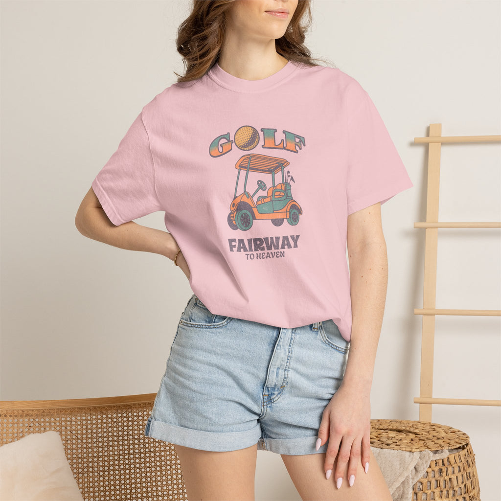 Golf Cart Graphic T-Shirt — "Fairway to Heaven" Vintage Golf Tee