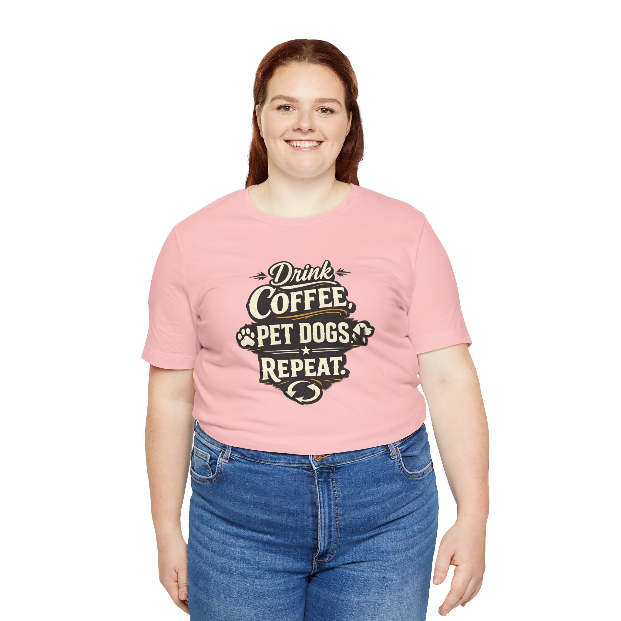 Coffee & Dogs T-Shirt — "Drink Coffee Pet Dogs Repeat" Graphic Tee