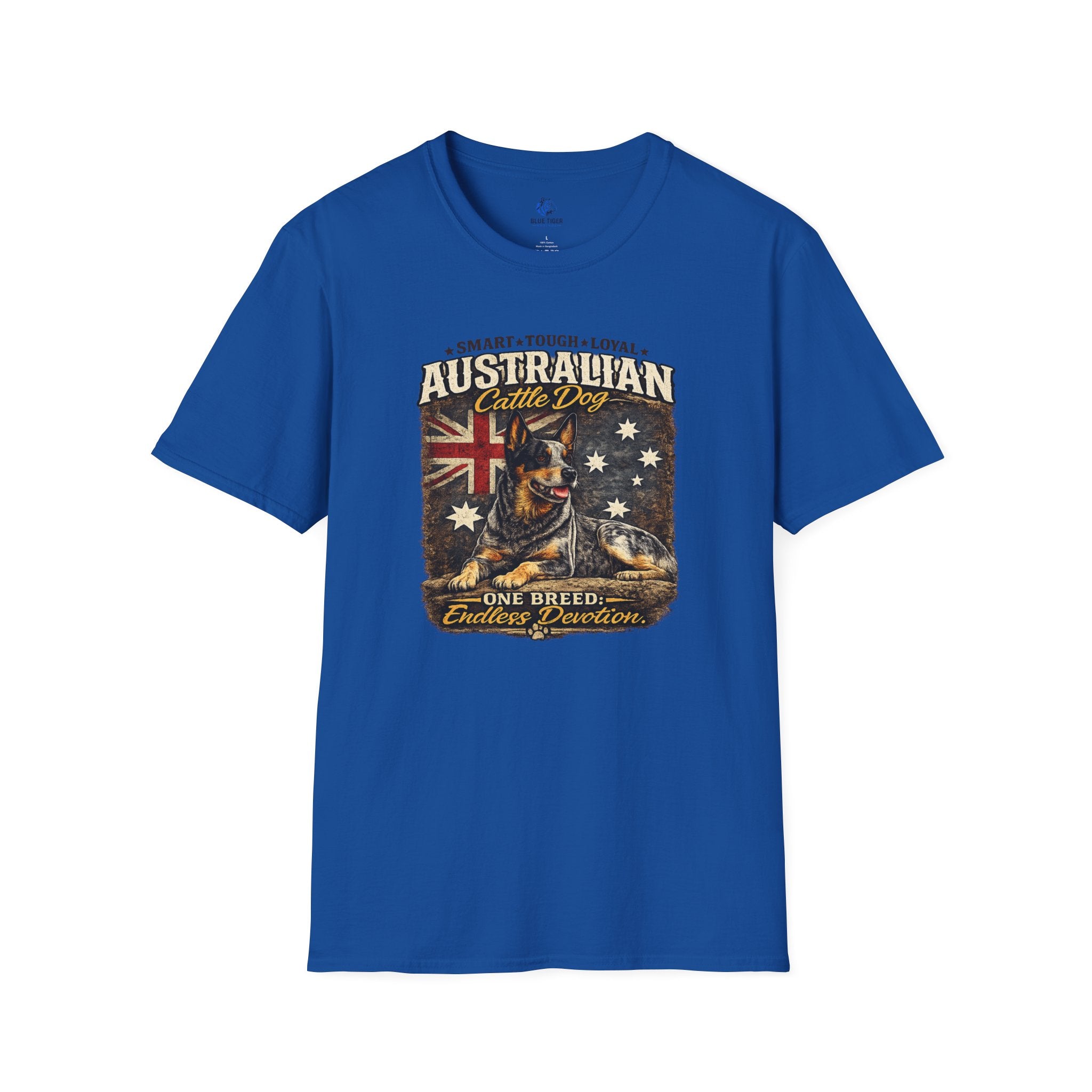 Australian Cattle Dog T-Shirt – 'Smart • Tough • Loyal' Vintage Patriotic Design