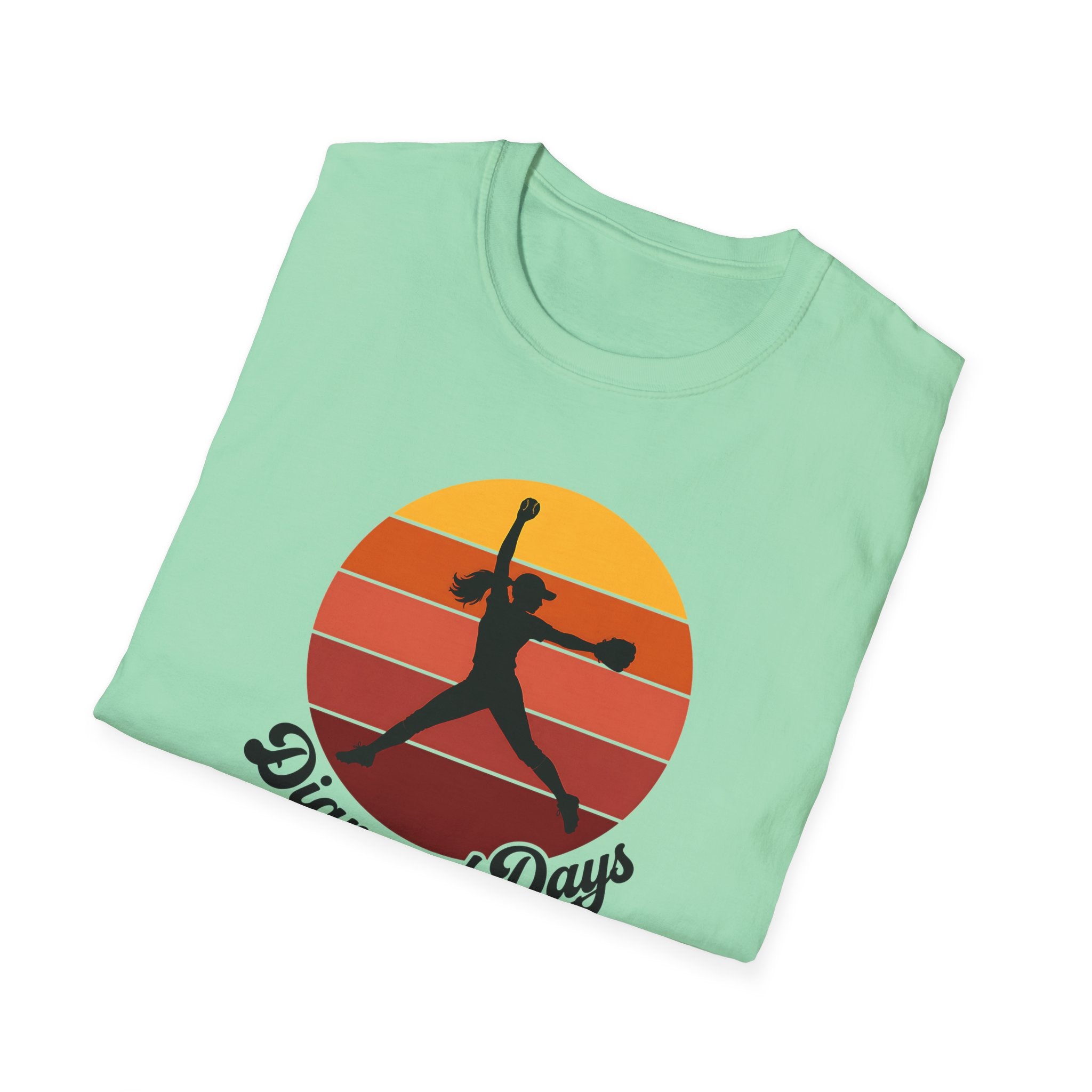 Diamond Days Softball T-Shirt — Vintage Sunset Pitcher Tee