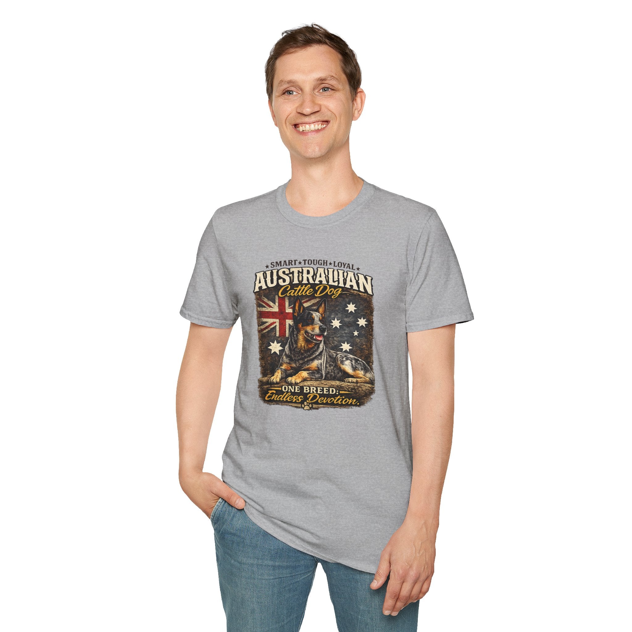 Australian Cattle Dog T-Shirt – 'Smart • Tough • Loyal' Vintage Patriotic Design