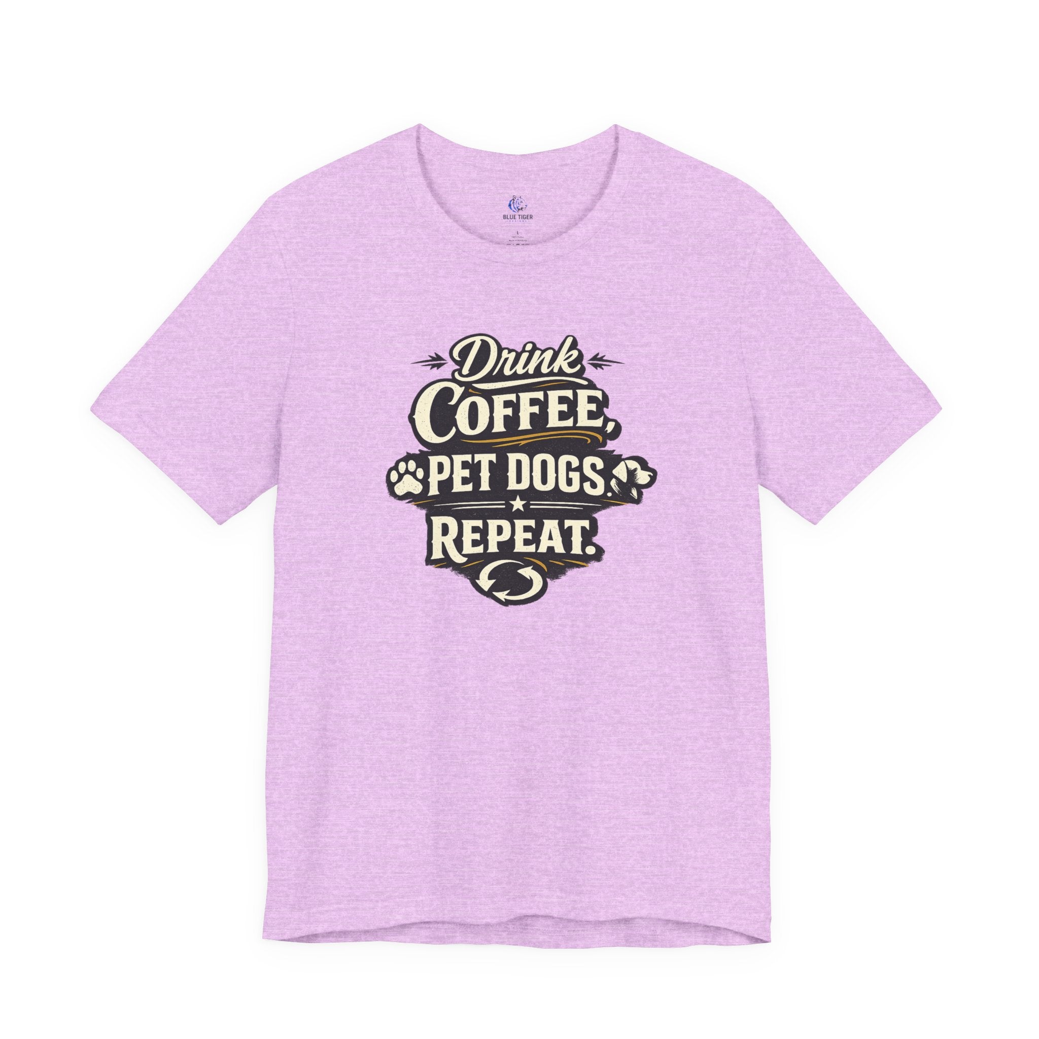 Coffee & Dogs T-Shirt — "Drink Coffee Pet Dogs Repeat" Graphic Tee