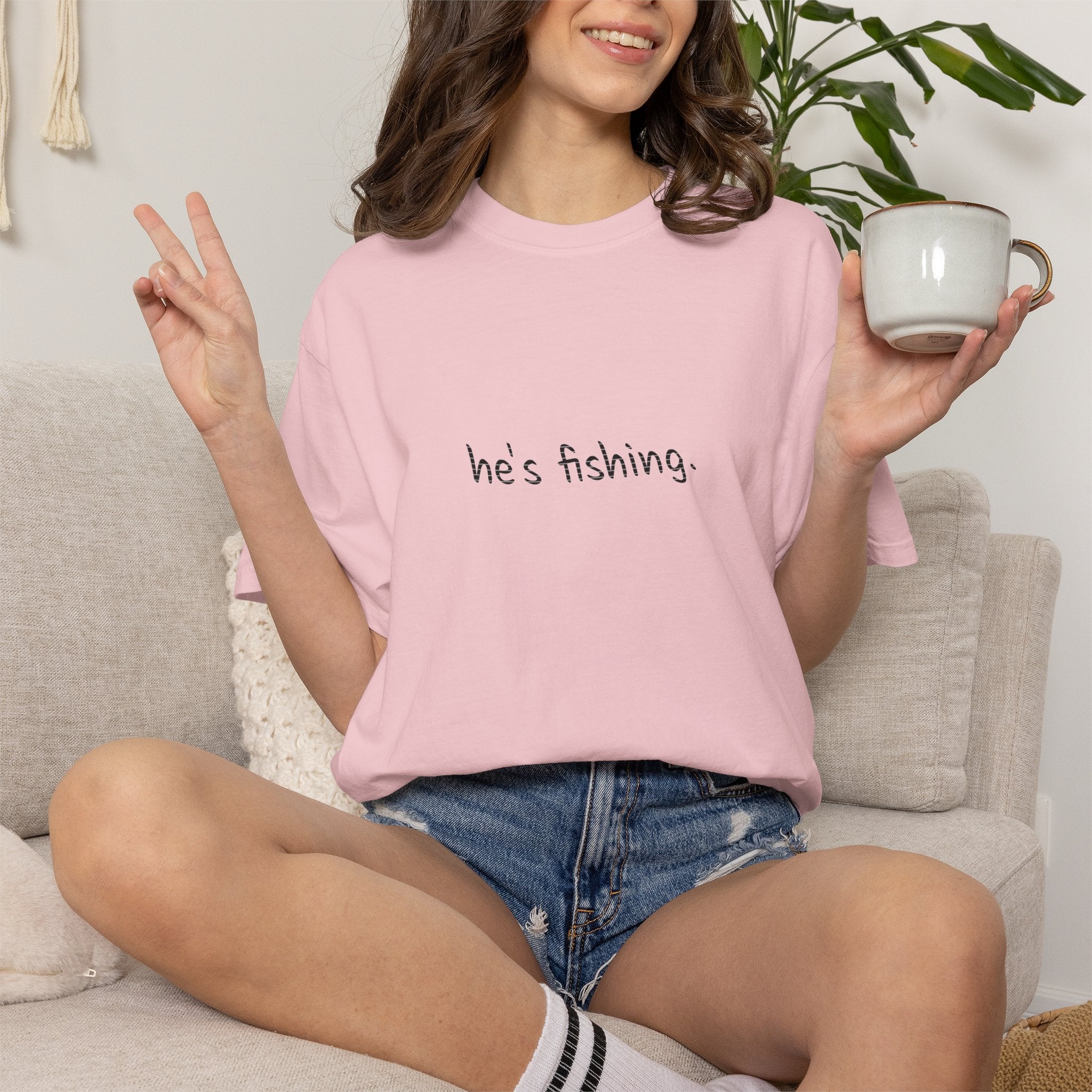 He's Fishing T-Shirt — Casual Minimalist Fishing Tee