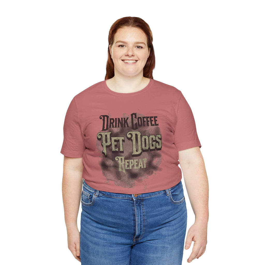 Coffee & Dogs Tee — "Drink Coffee, Pet Dogs, Repeat" Graphic T-Shirt
