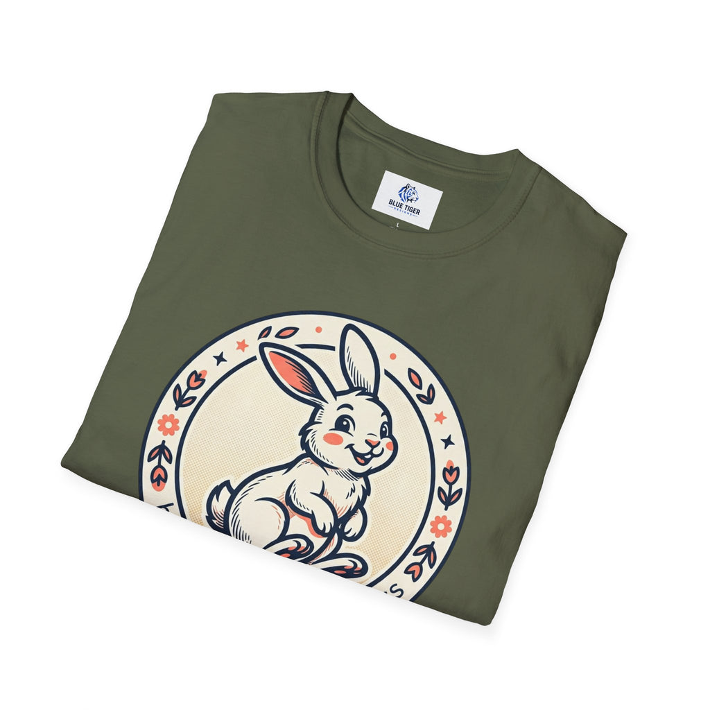 T-Shirt — 'Hopping Into Happiness' Cute Bunny Graphic Tee