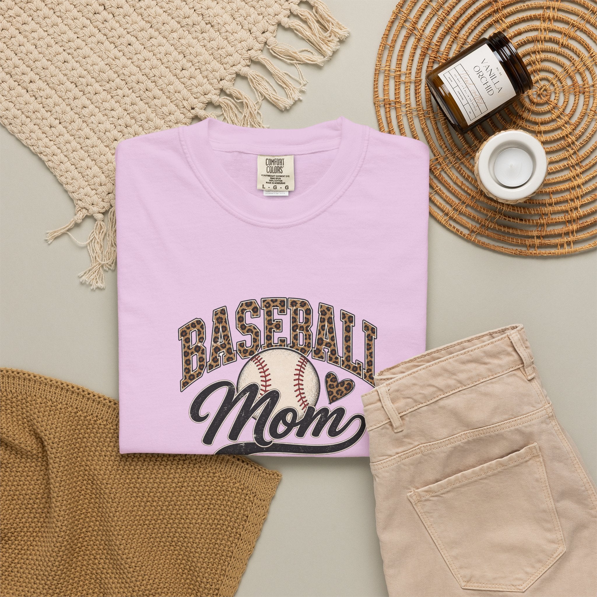 Baseball Mom T-Shirt — Leopard Print Ball Design