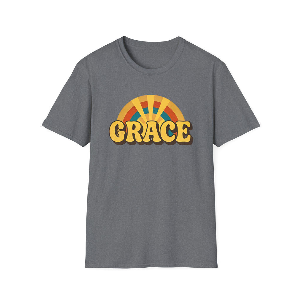 Grace Retro Rainbow T-Shirt — Vintage 70s Inspirational Graphic Tee