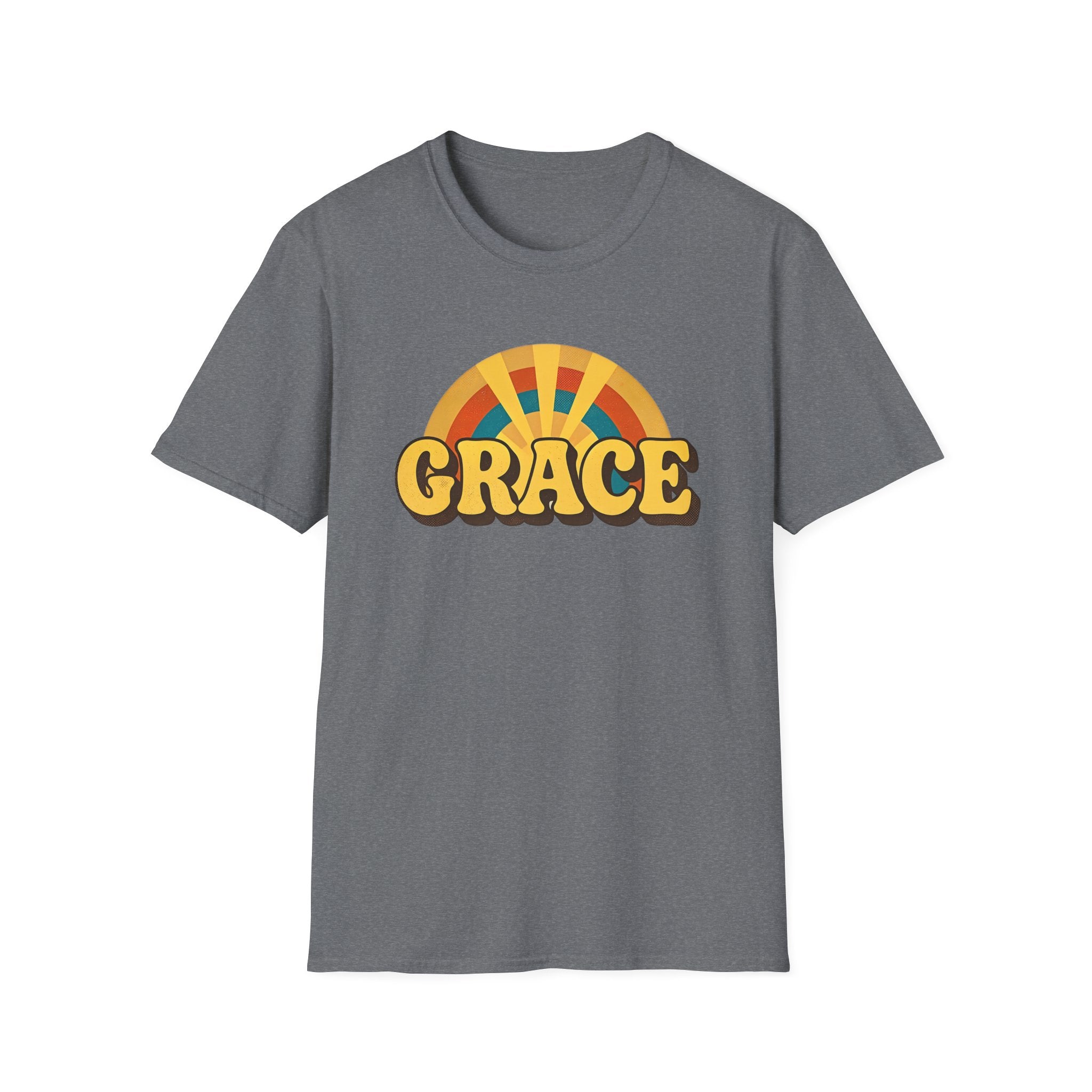 Grace Retro Rainbow T-Shirt — Vintage 70s Inspirational Graphic Tee