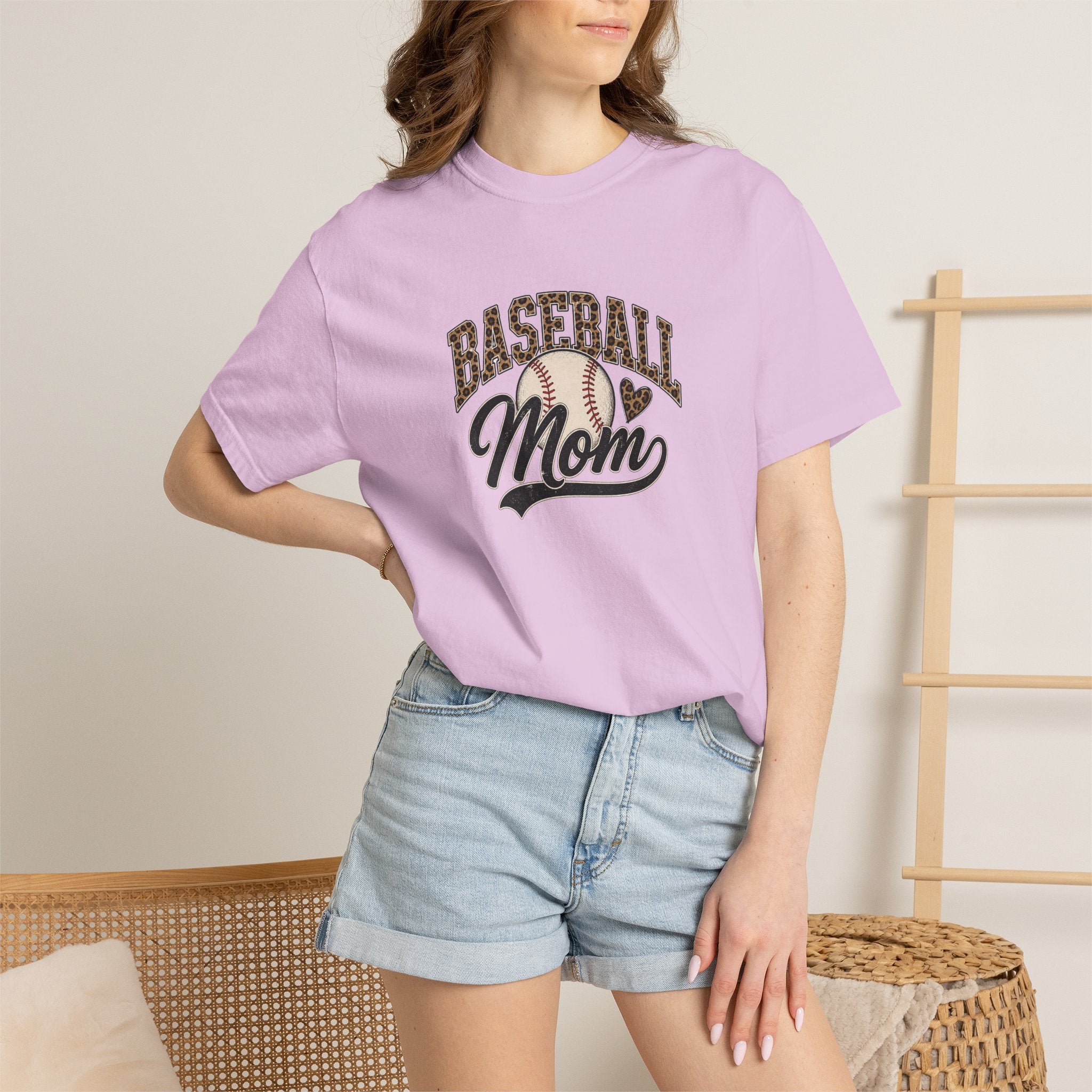 Baseball Mom T-Shirt — Leopard Print Ball Design