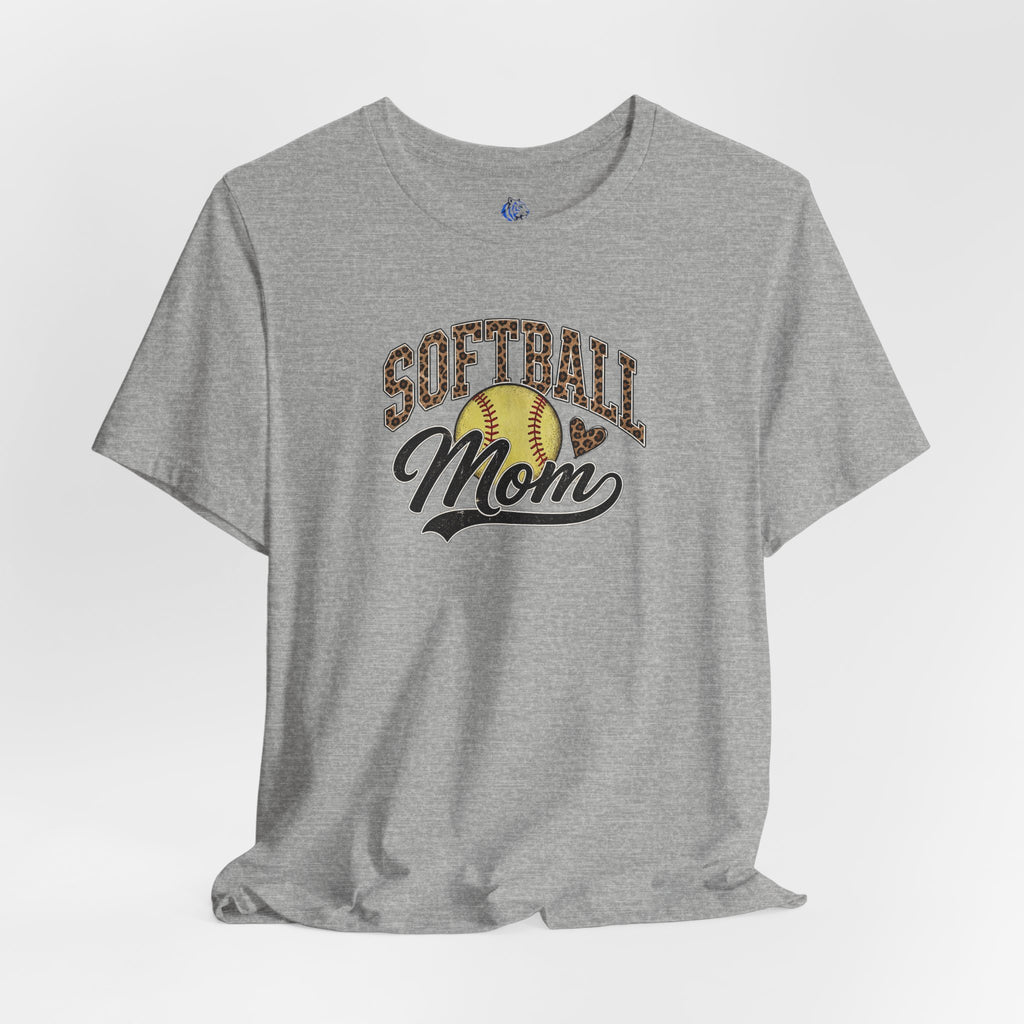 Softball Mom T-Shirt — Leopard Softball Graphic Tee for Proud Moms