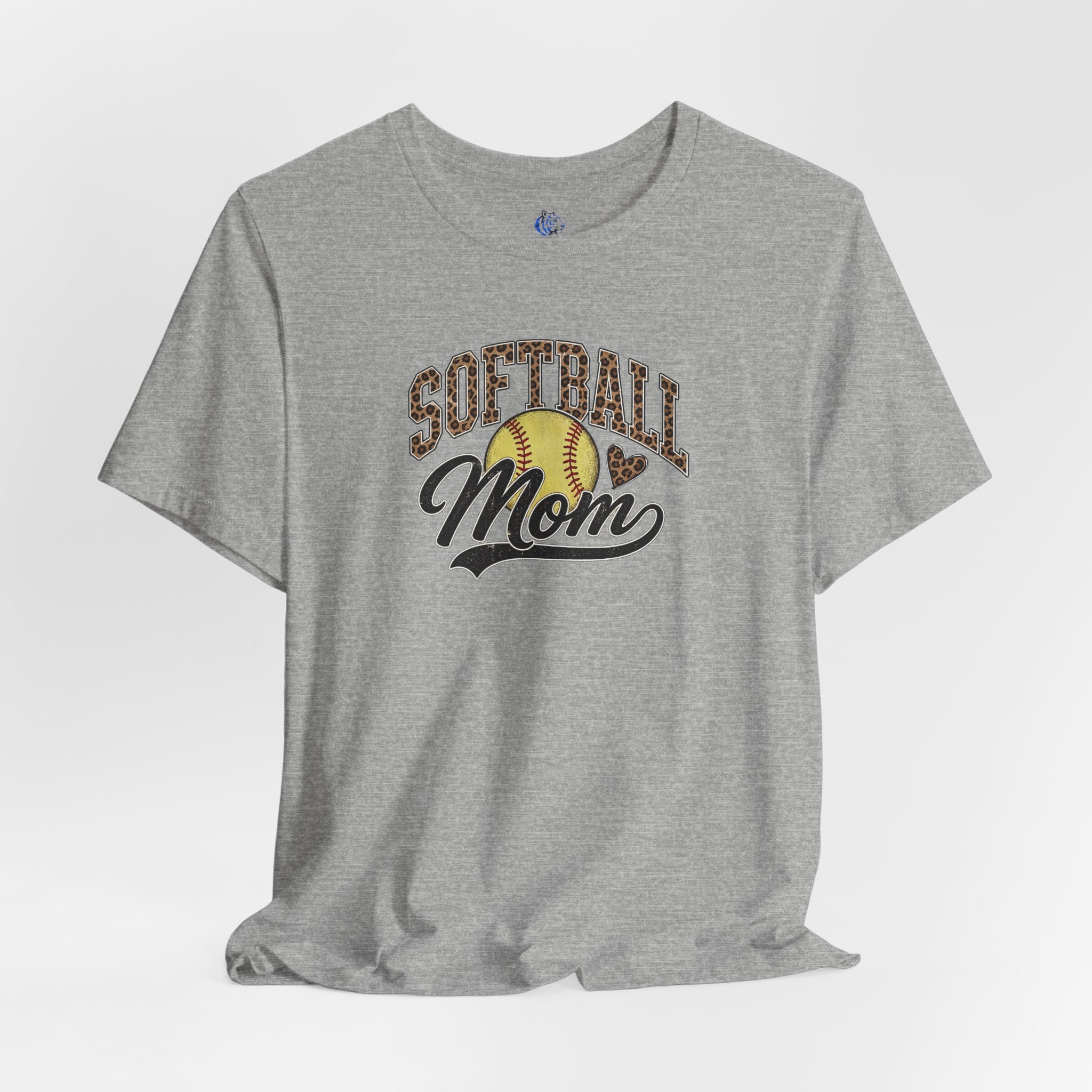 Softball Mom T-Shirt — Leopard Softball Graphic Tee for Proud Moms