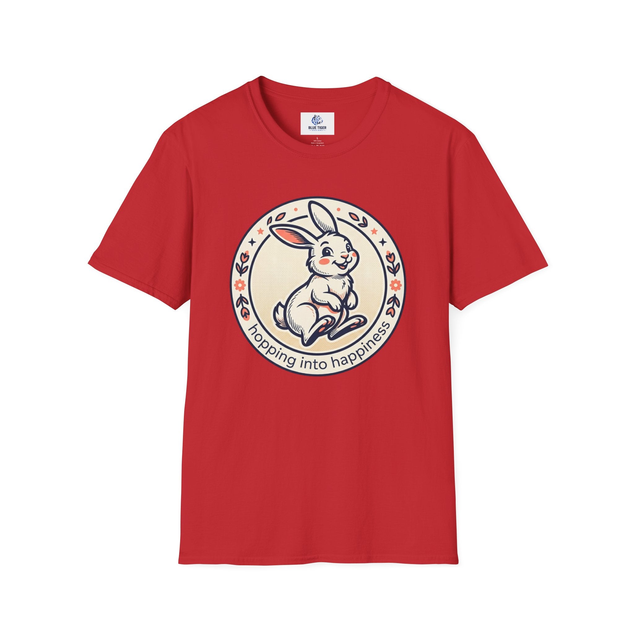 T-Shirt — 'Hopping Into Happiness' Cute Bunny Graphic Tee