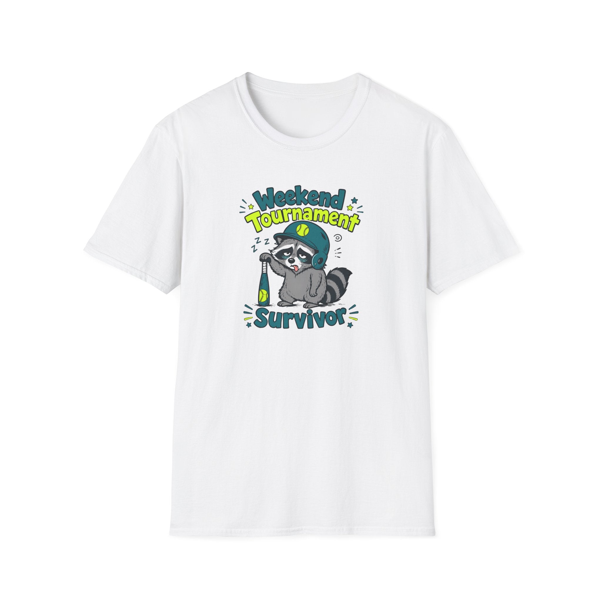 Weekend Tournament Survivor T-Shirt — Funny Raccoon Gaming/Party Tee