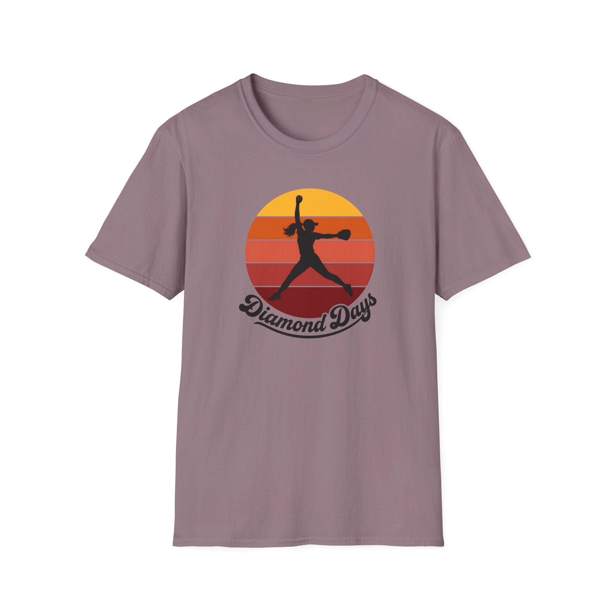Diamond Days Softball T-Shirt — Vintage Sunset Pitcher Tee