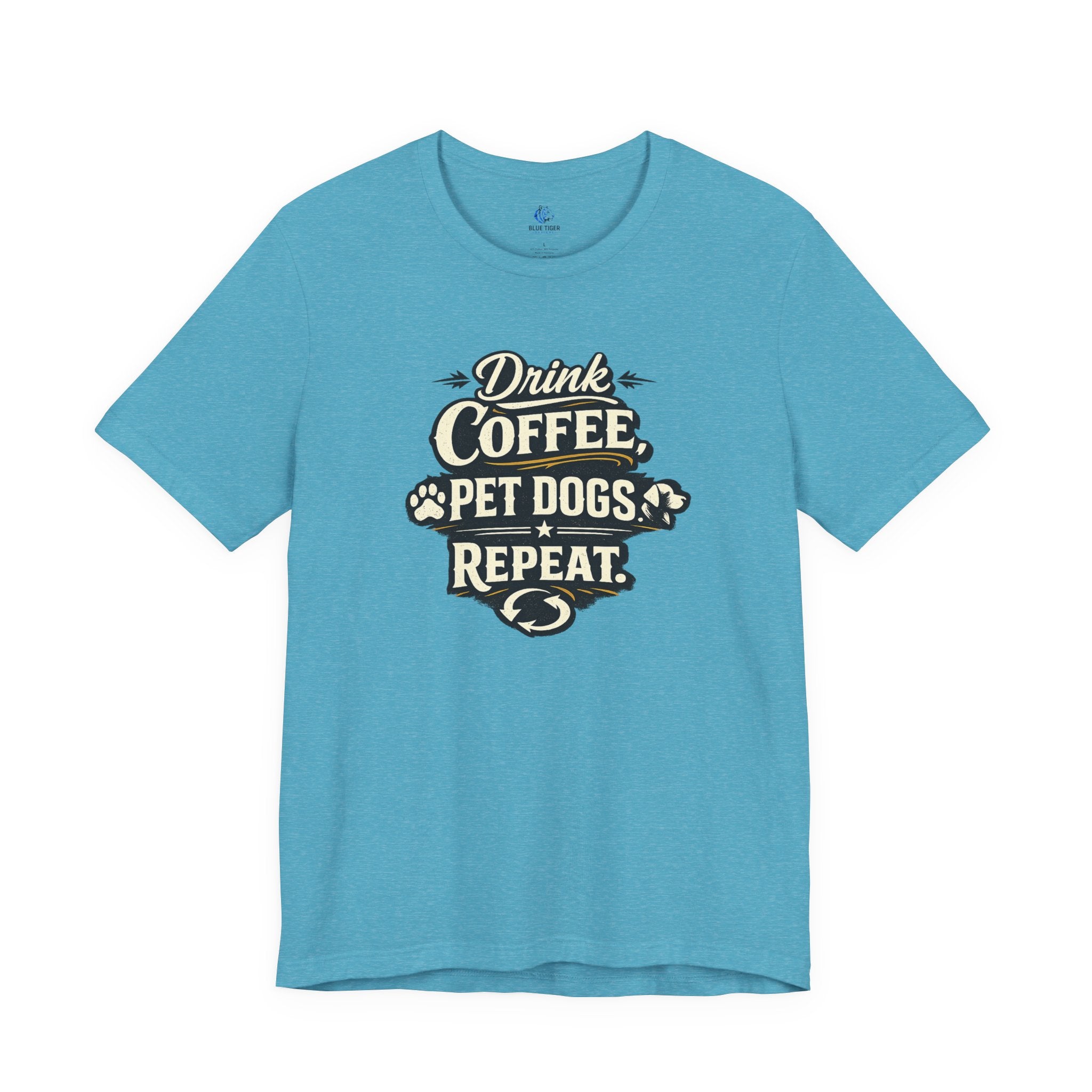 Coffee & Dogs T-Shirt — "Drink Coffee Pet Dogs Repeat" Graphic Tee