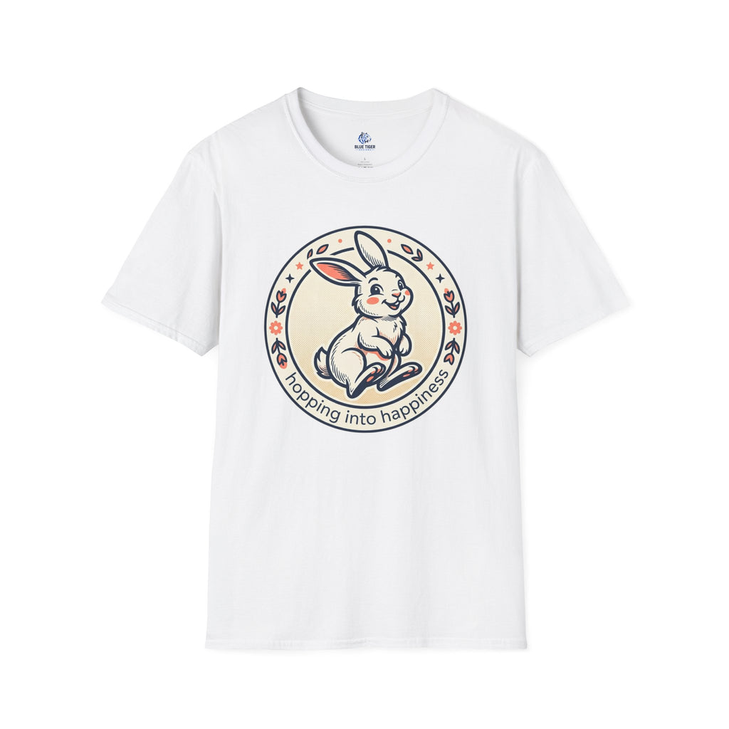 T-Shirt — 'Hopping Into Happiness' Cute Bunny Graphic Tee