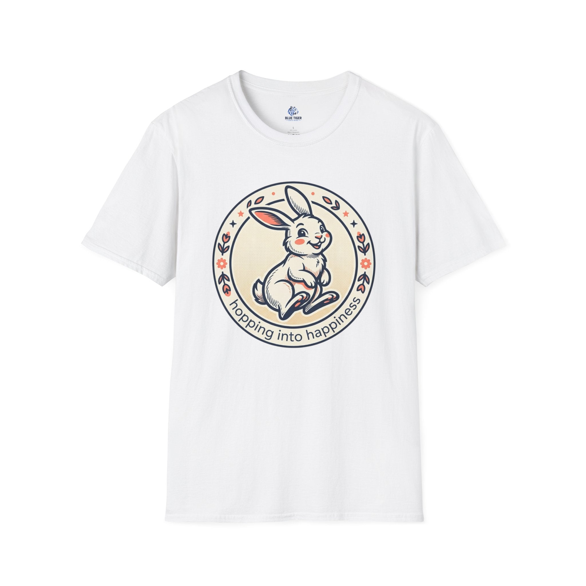 T-Shirt — 'Hopping Into Happiness' Cute Bunny Graphic Tee