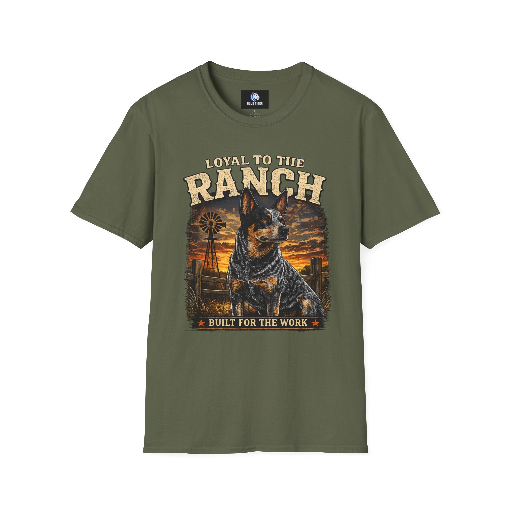 Ranch Australian Cattle Dog T-Shirt — "Loyal To The Ranch" Rustic Sunset Dog Tee