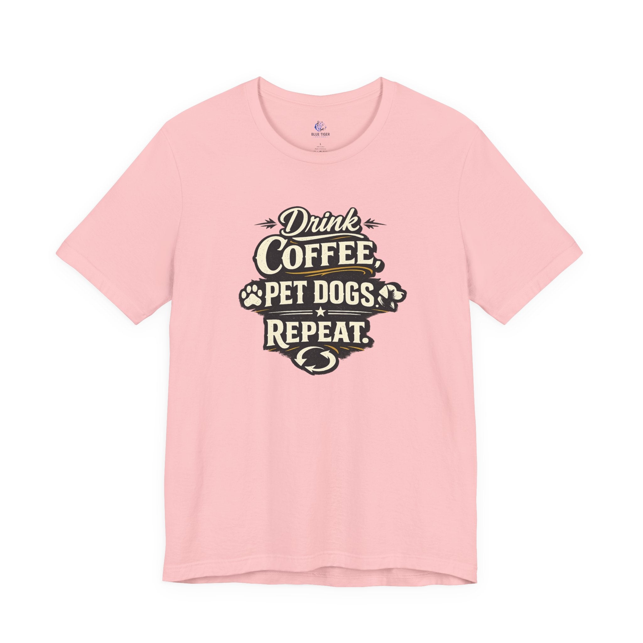 Coffee & Dogs T-Shirt — "Drink Coffee Pet Dogs Repeat" Graphic Tee