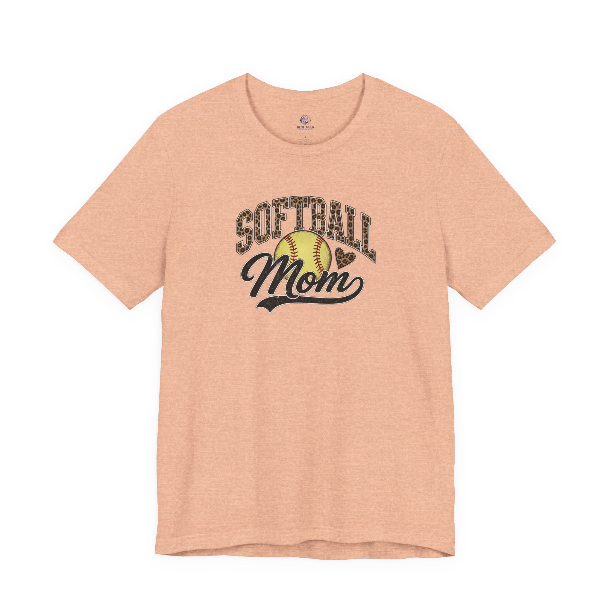 Softball Mom T-Shirt — Leopard Softball Graphic Tee for Proud Moms