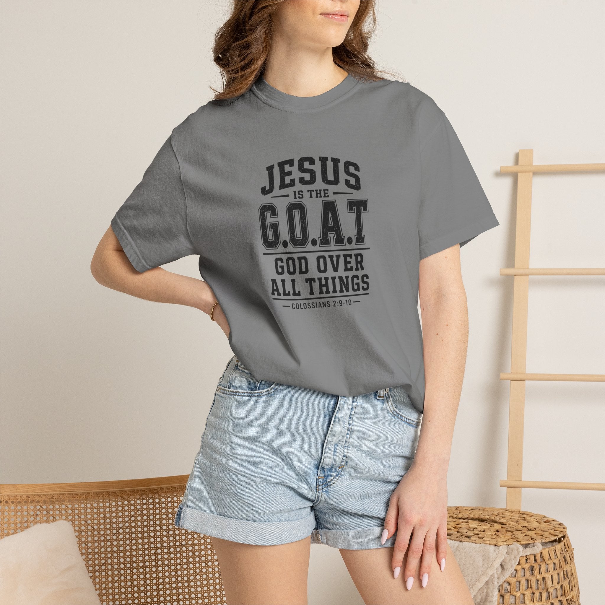 Christian T-Shirt — "Jesus is the G.O.A.T. (God Over All Things)" Graphic Tee