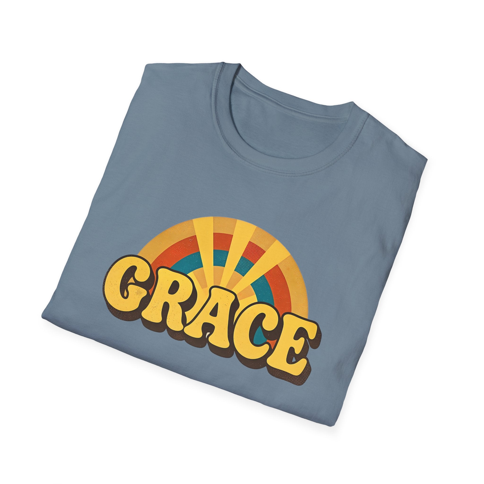 Grace Retro Rainbow T-Shirt — Vintage 70s Inspirational Graphic Tee