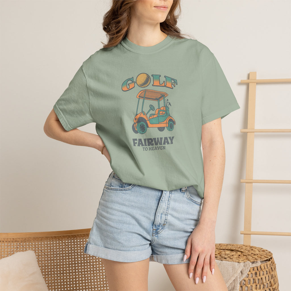 Golf Cart Graphic T-Shirt — "Fairway to Heaven" Vintage Golf Tee