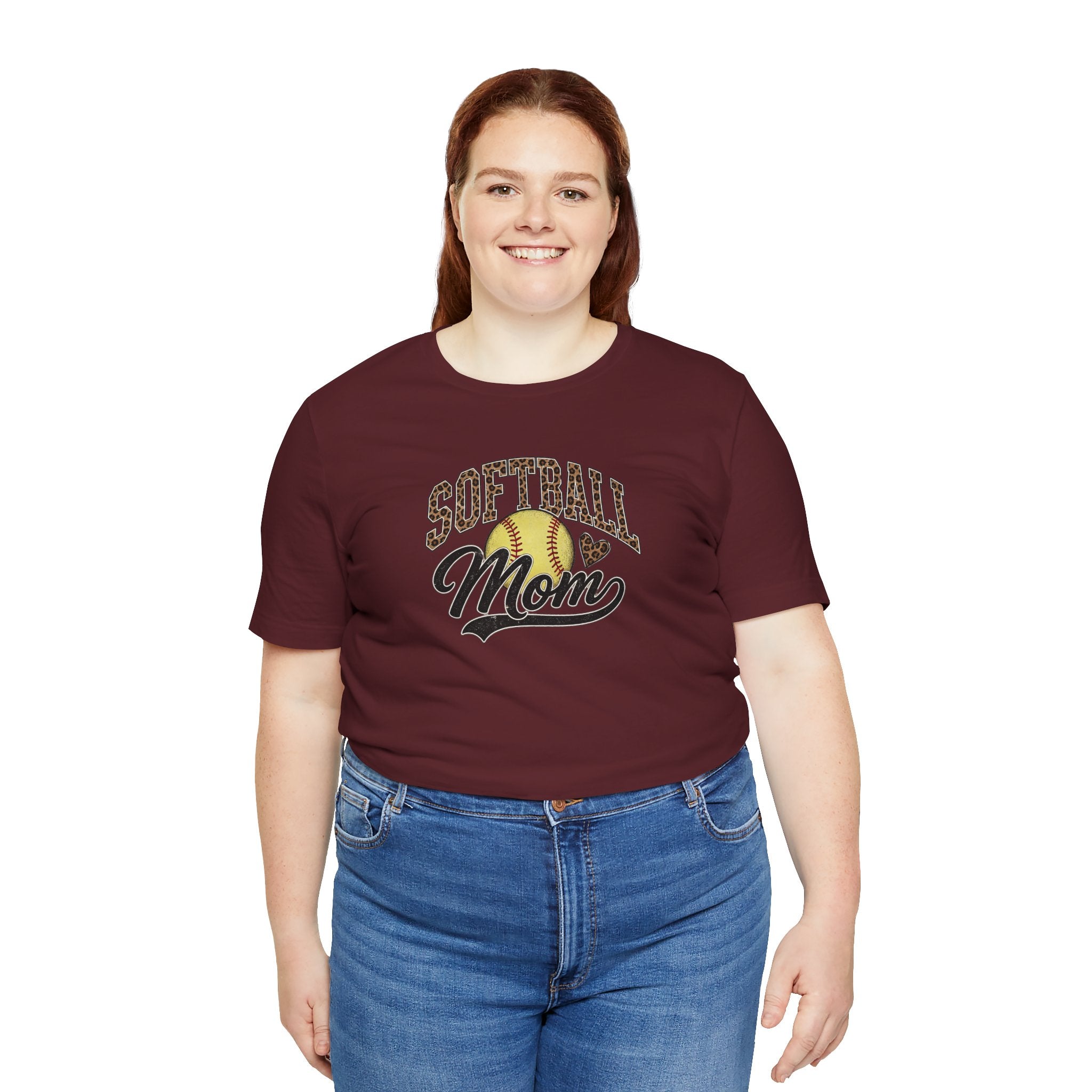 Softball Mom T-Shirt — Leopard Softball Graphic Tee for Proud Moms