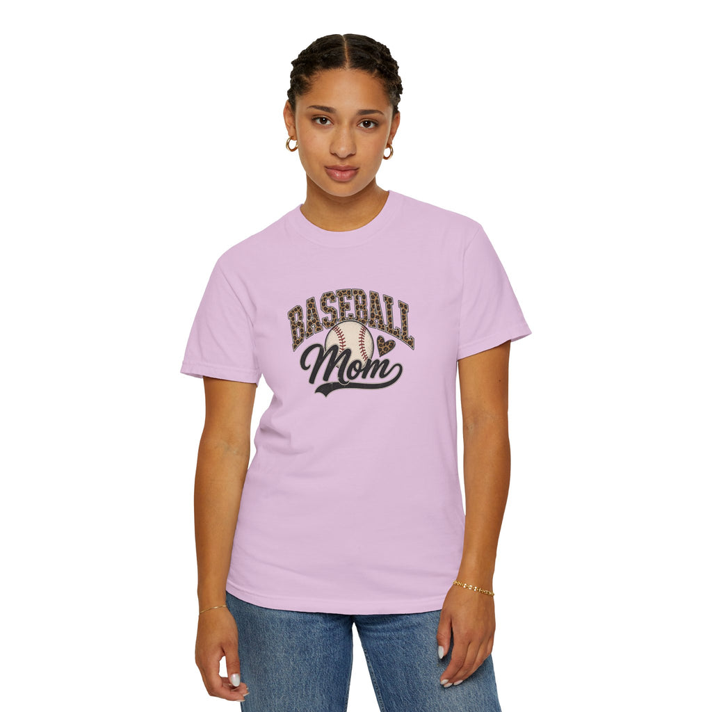 Baseball Mom T-Shirt — Leopard Print Ball Design
