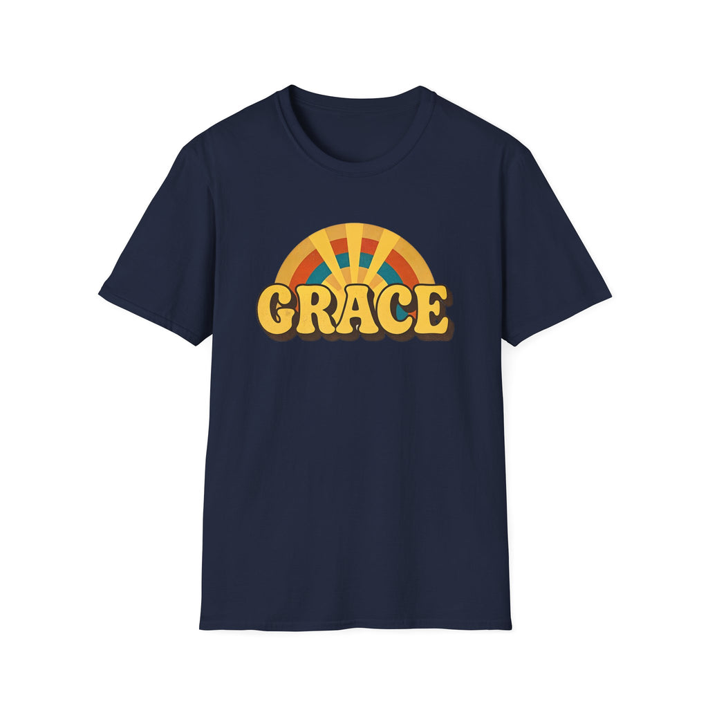 Grace Retro Rainbow T-Shirt — Vintage 70s Inspirational Graphic Tee
