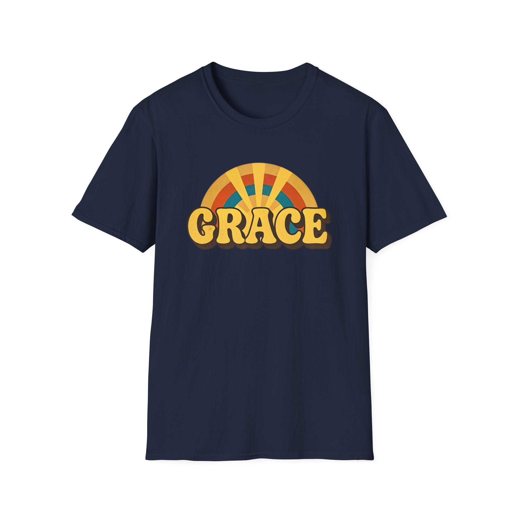 Grace Retro Rainbow T-Shirt — Vintage 70s Inspirational Graphic Tee