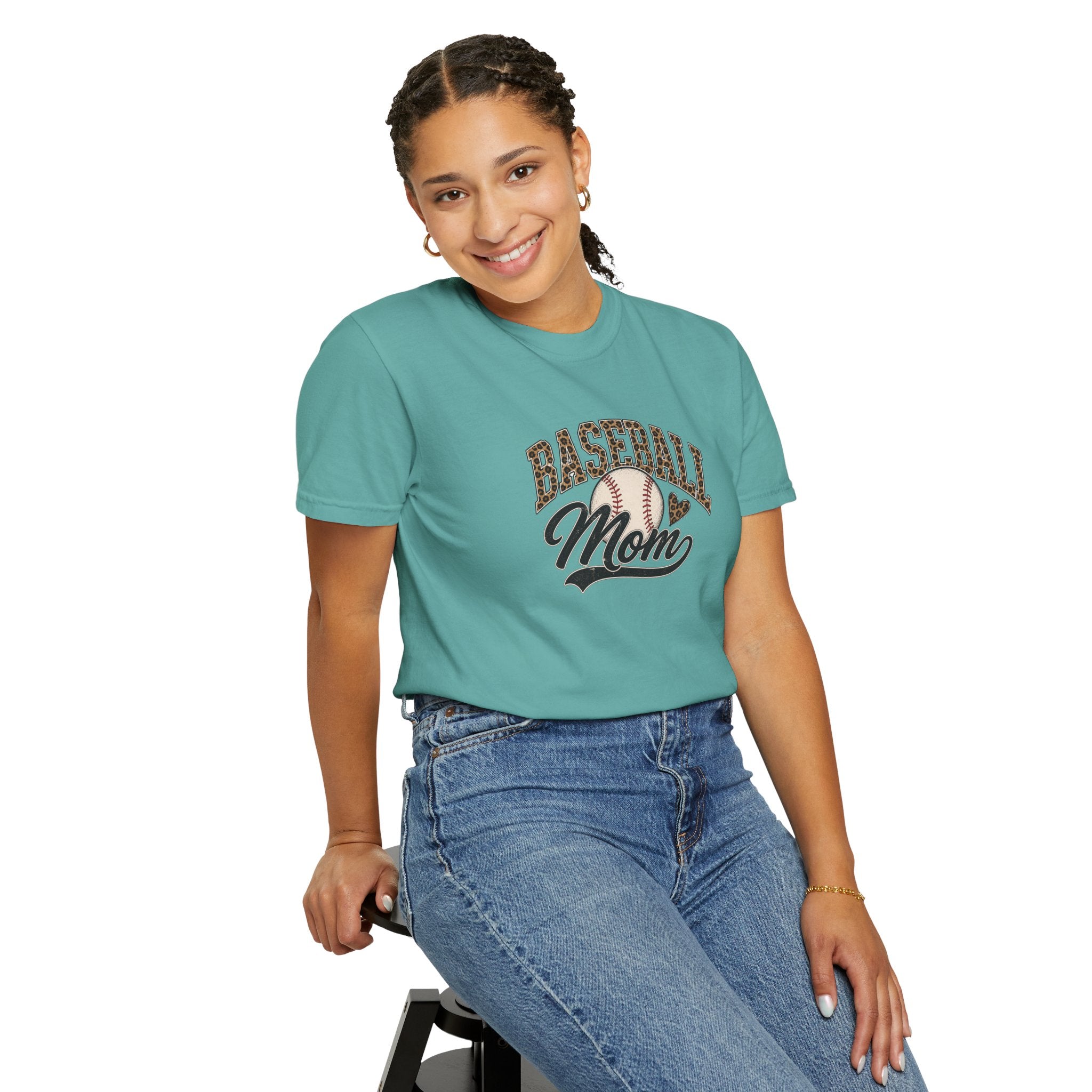Baseball Mom T-Shirt — Leopard Print Ball Design