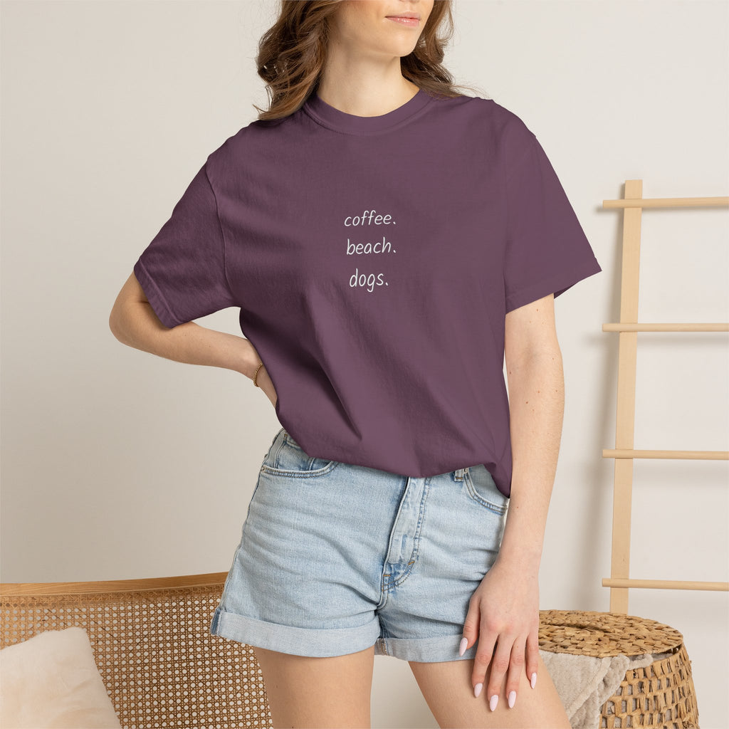 Coffee Beach Dogs T-Shirt — Casual Vacation Graphic Tee