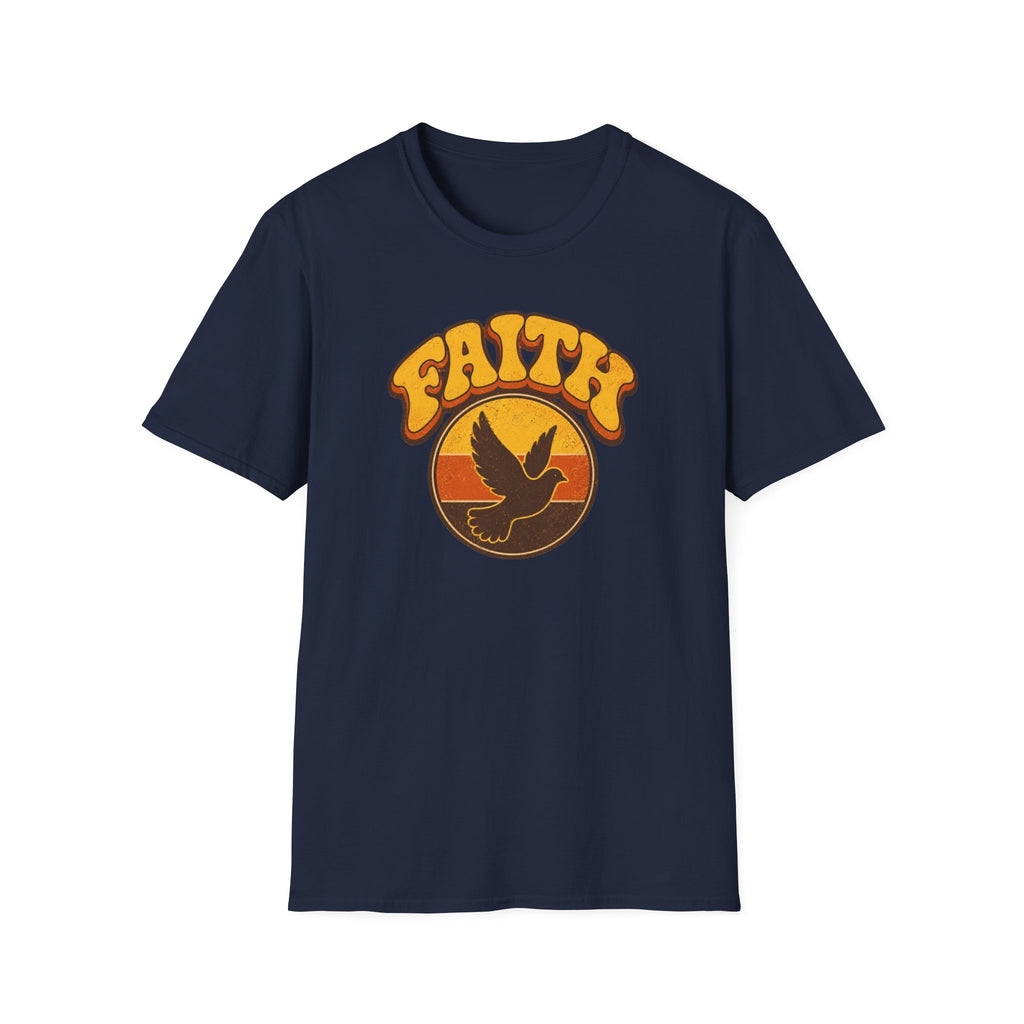Faith Dove T-Shirt — Retro Sunset Christian Tee