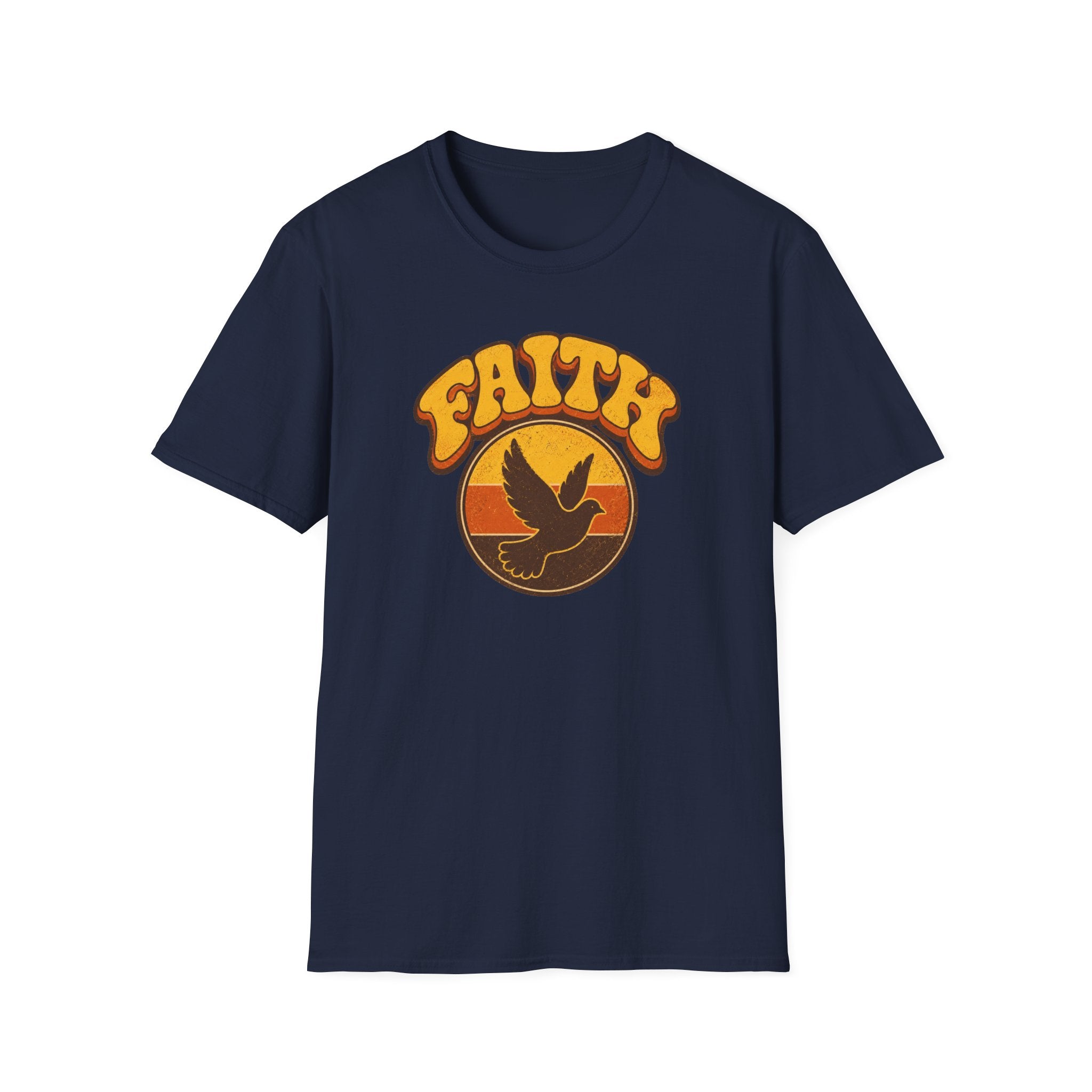 Faith Dove T-Shirt — Retro Sunset Christian Tee