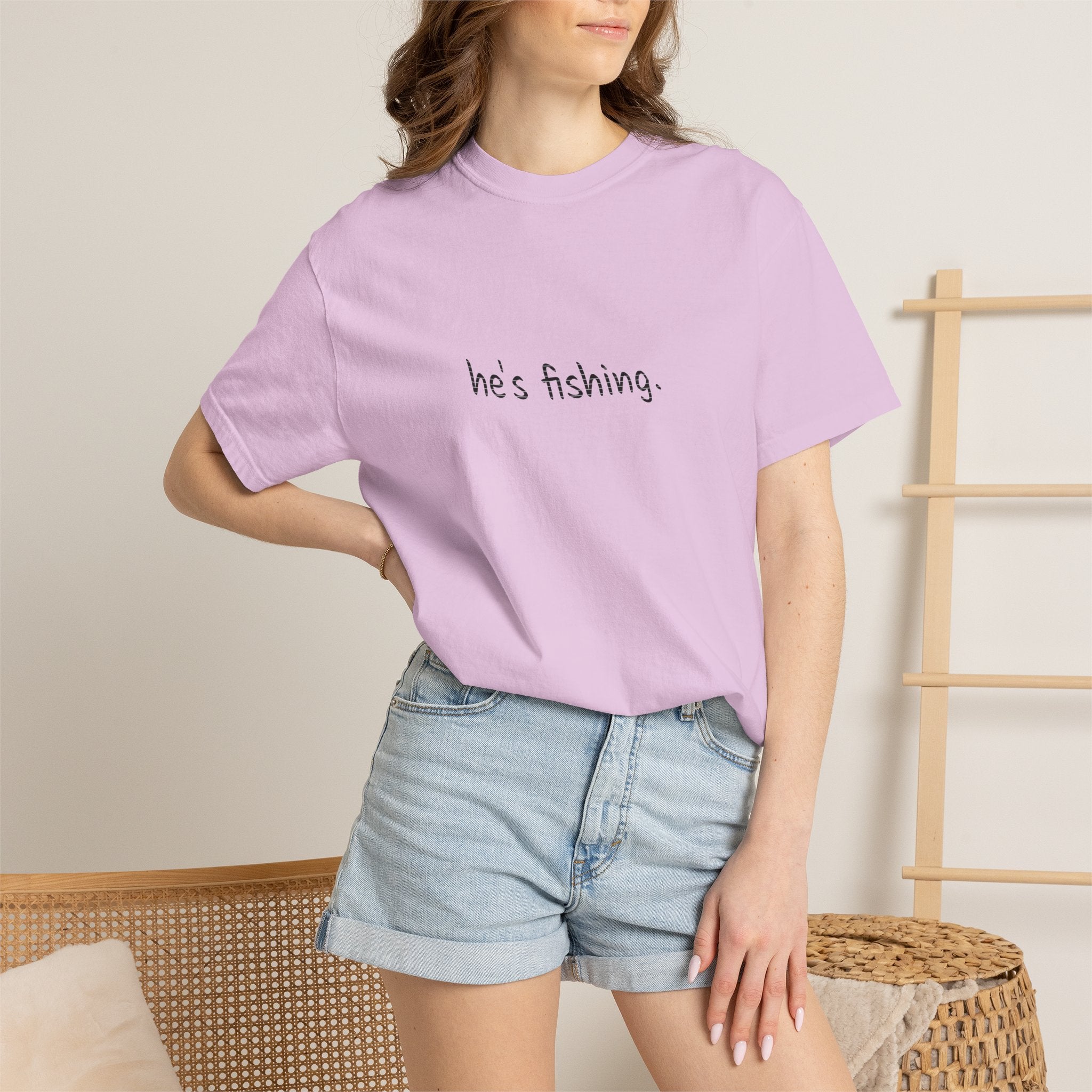 He's Fishing T-Shirt — Casual Minimalist Fishing Tee