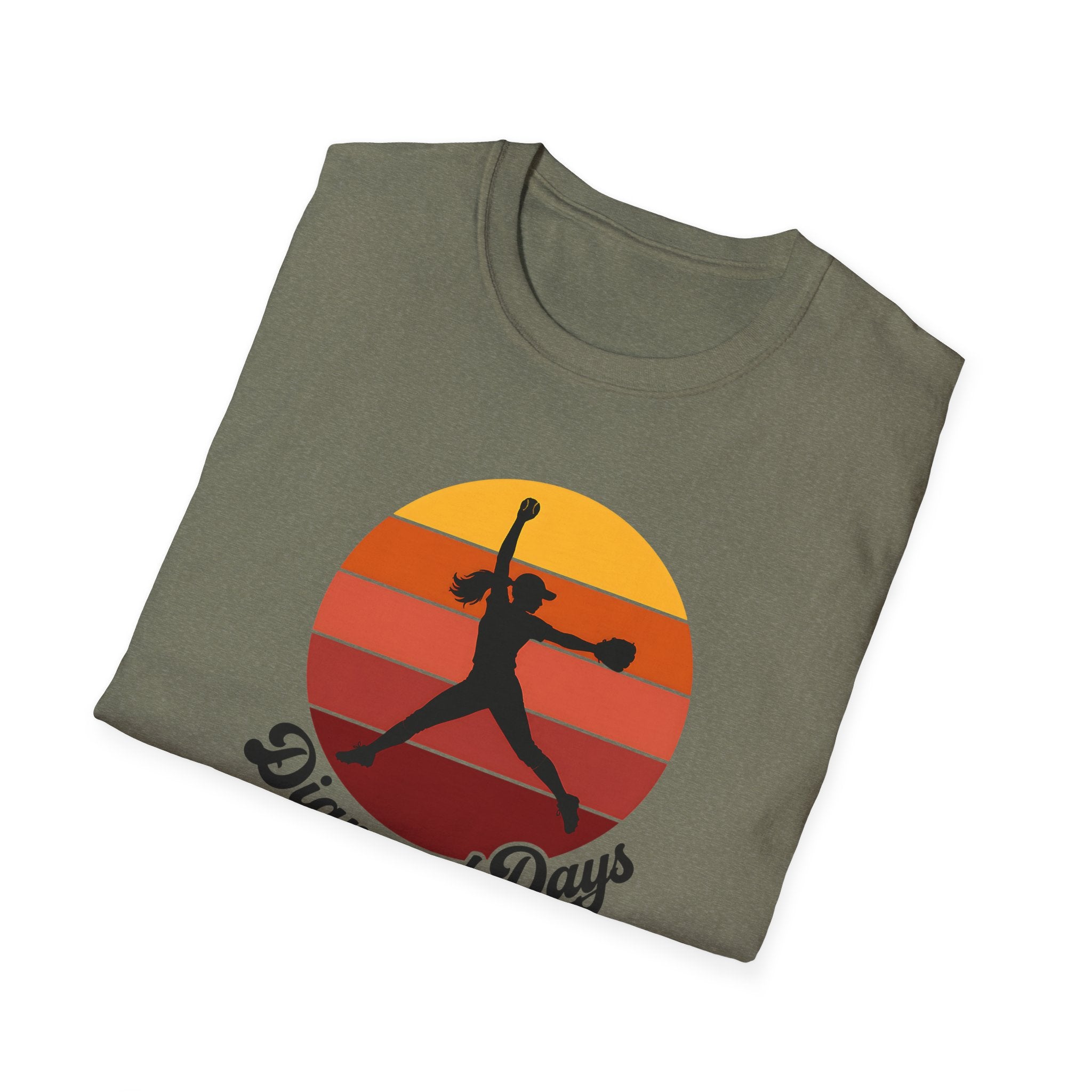 Diamond Days Softball T-Shirt — Vintage Sunset Pitcher Tee