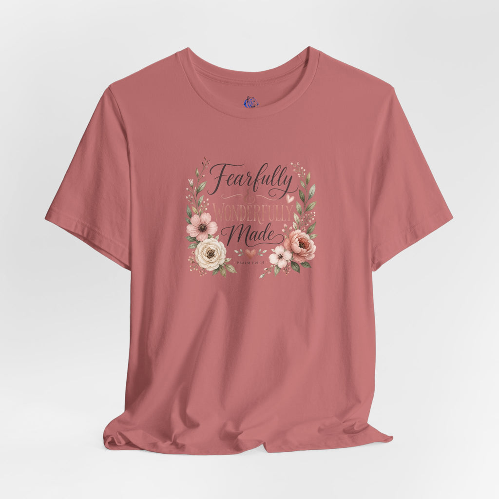 Faith-Based Floral Tee — "Fearfully & Wonderfully Made" Inspirational T-Shirt