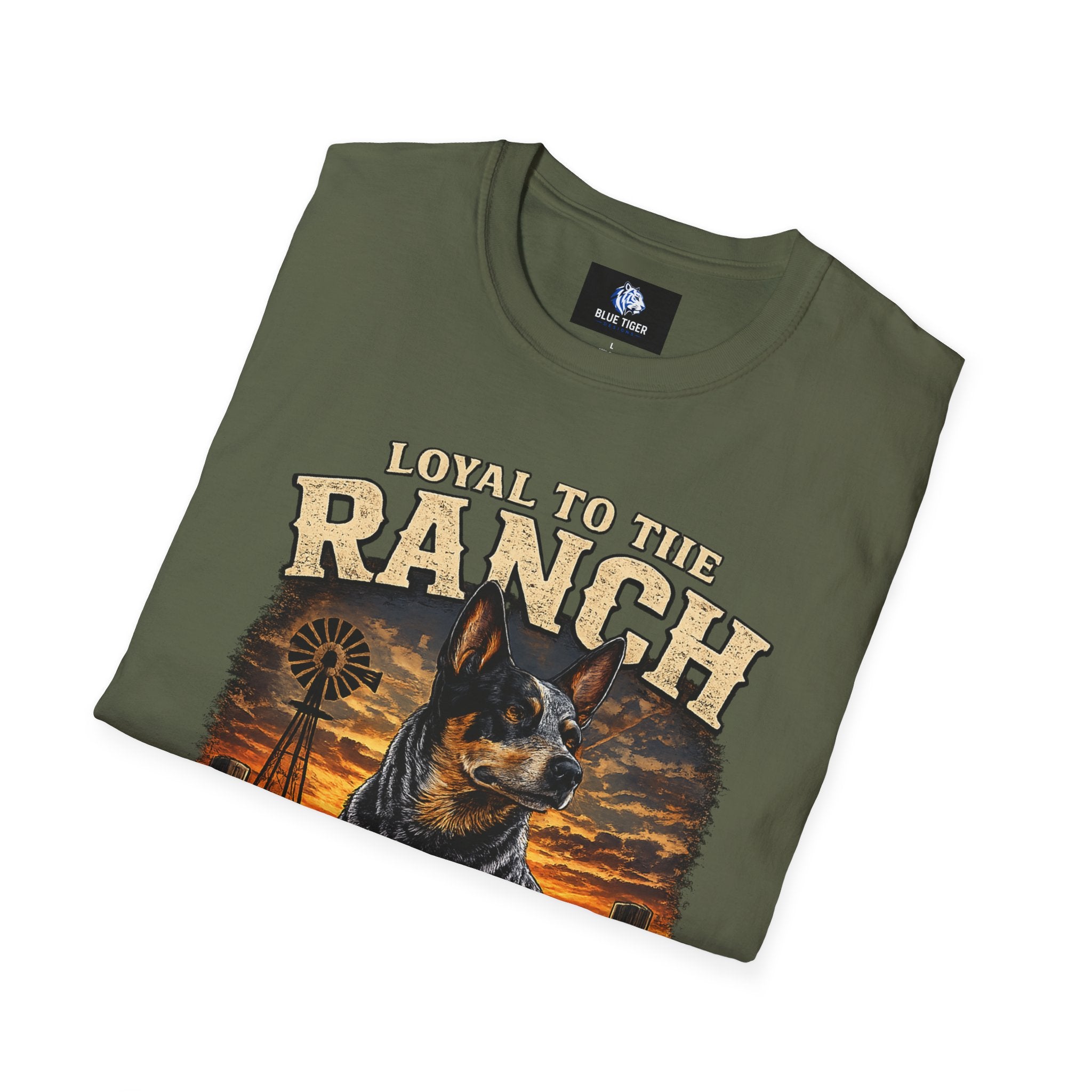 Ranch Australian Cattle Dog T-Shirt — "Loyal To The Ranch" Rustic Sunset Dog Tee